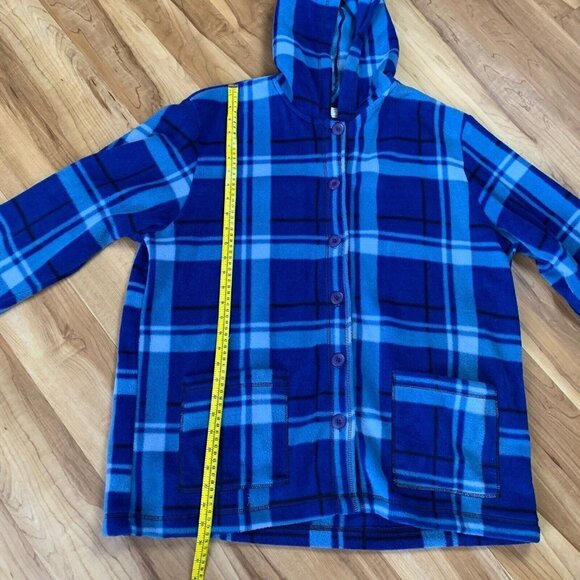 Vintage 90s Studio Works & Co Woman 2X Blue Plaid Fleece Jacket New - Picture 3 of 12